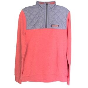 VINEYARD Vines Girls Quilted 1/4 Zip Pullover Pink Sweatshirt Sz medium (12-14)